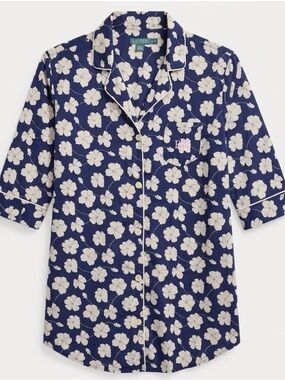 Ralph Lauren Navy Floral-Print Night Shirt